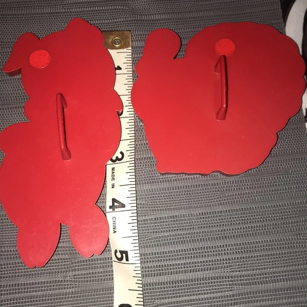 Lot of 5 Red Plastic Vintage Stamp Cookie Cutters Valentine Birthday Turkey